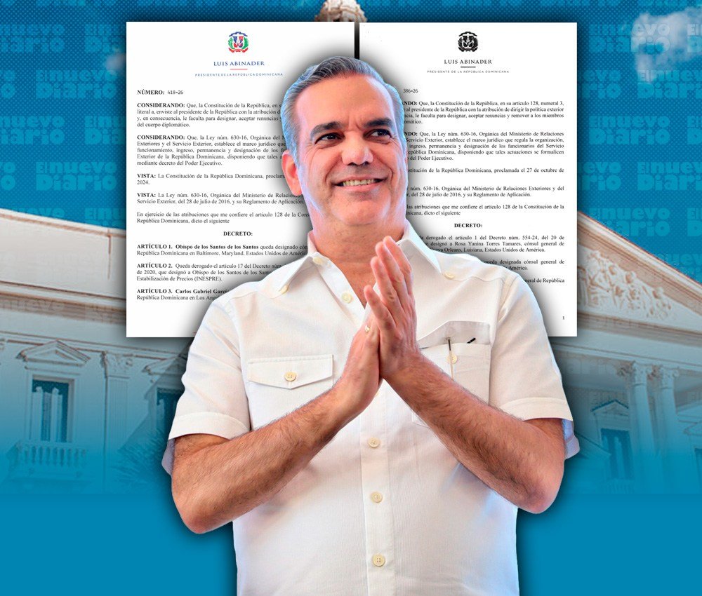 Abinader designa nuevos cónsules en Estados Unidos y Argentina y nombra un embajador interno en el MIREX