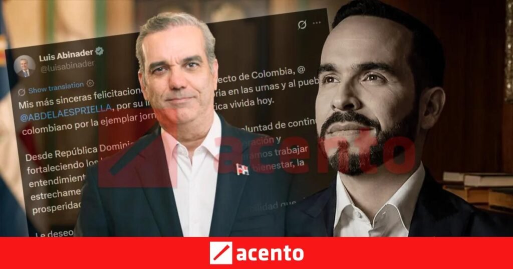 Abinader saluda victoria de De la Espriella en Colombia y ofrece reforzar la relación bilateral