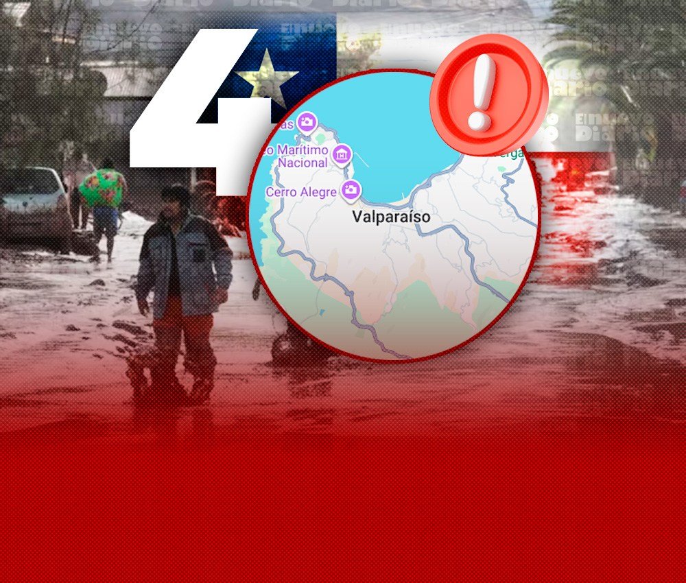 Temporal en Chile deja cuatro muertos y expone el costo social de una emergencia bajo alerta roja en Valparaíso
